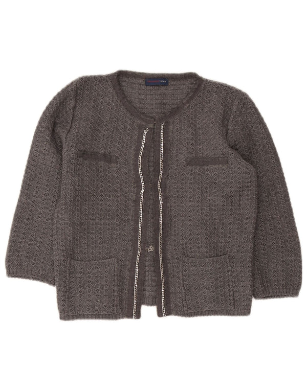 Trussardi Jeans Женский укороченный кардиган с рукавом 3/4, Великобритания 12, средний серый