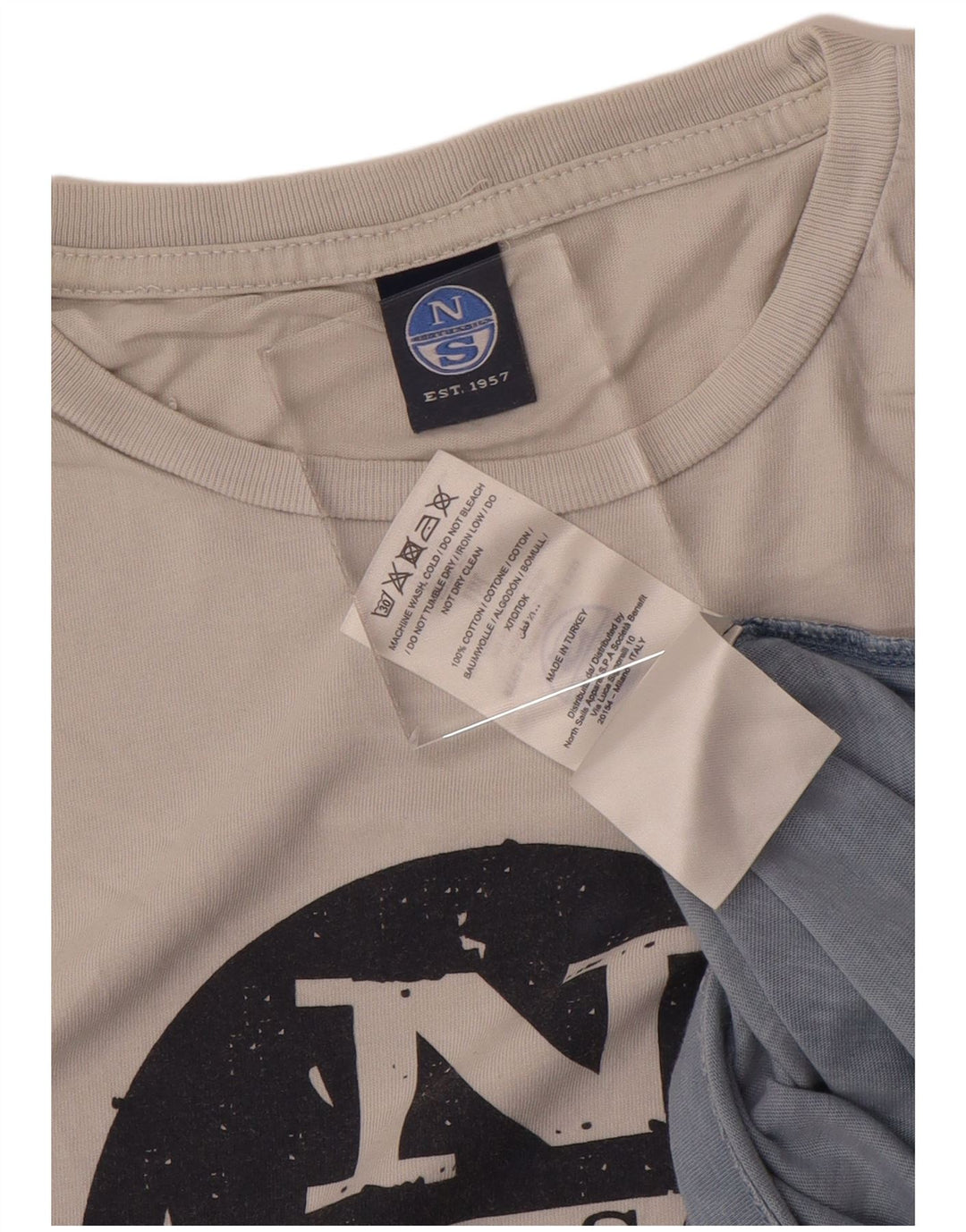 NORTH SAILS Мужская футболка с графическим рисунком, топ среднего серого цвета, хлопок с цветными блоками