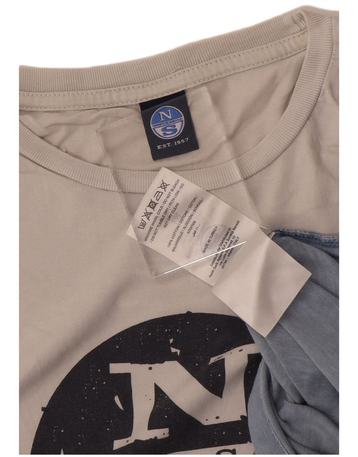 NORTH SAILS Мужская футболка с графическим рисунком, топ среднего серого цвета, хлопок с цветными блоками