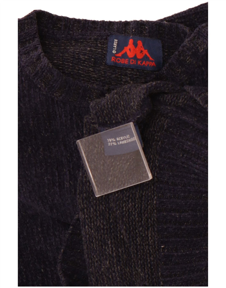 Мужской свитер KAPPA с круглым вырезом, большой, темно-синий, акрил
