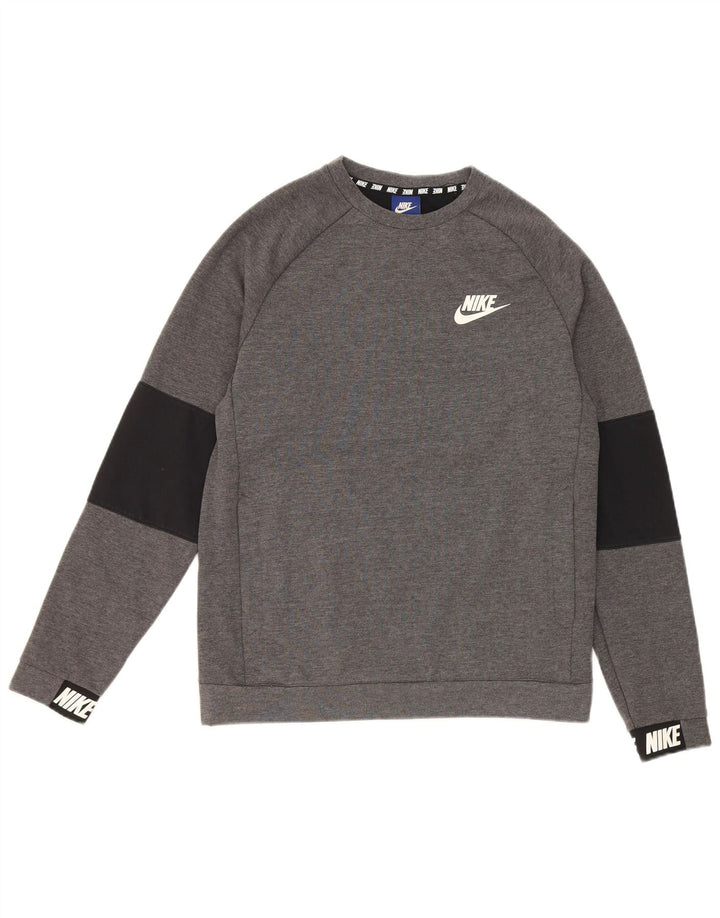 Мужской свитшот с рисунком Nike, маленький серый хлопковый джемпер с цветными блоками