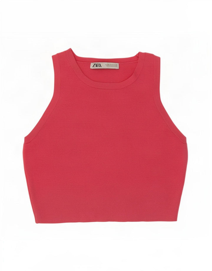 Женский укороченный жилет Zara UK 12, средний розовый