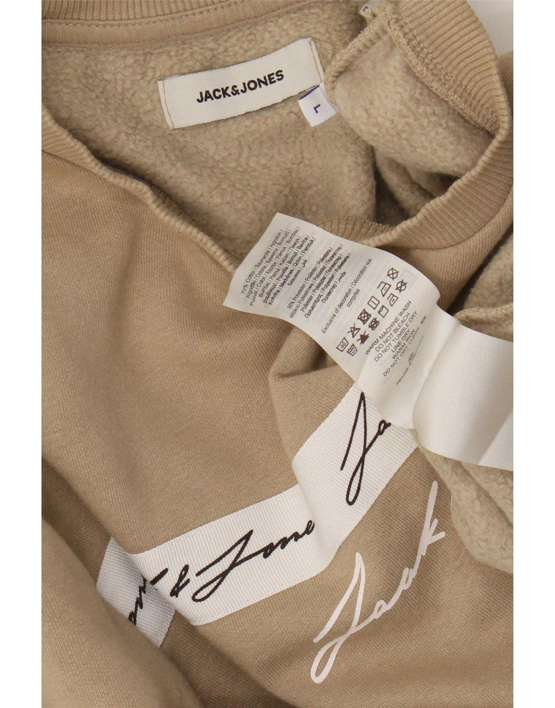 Мужской свитшот Jack & Jones стандартного кроя с рисунком, большой коричневый хлопковый джемпер