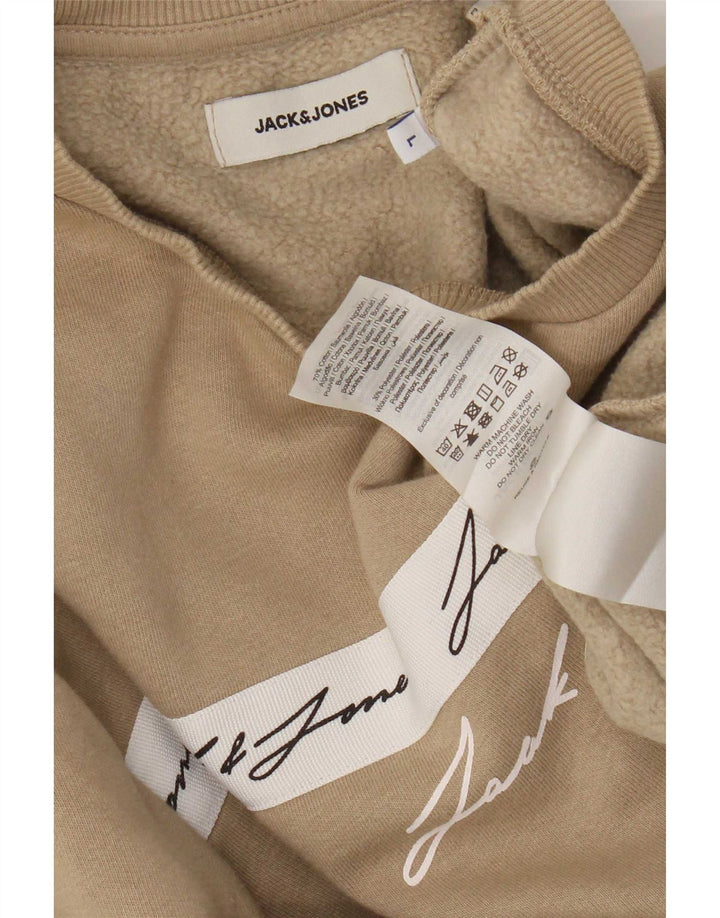 Мужской свитшот Jack & Jones стандартного кроя с рисунком, большой коричневый хлопковый джемпер