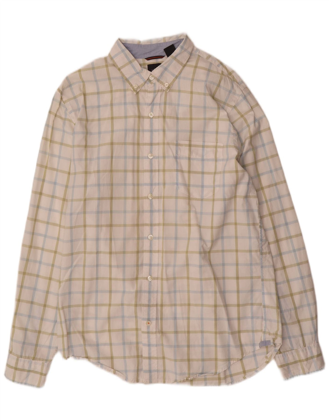 Dockers Мужская рубашка стандартного кроя, средний размер, белая клетка, хлопок