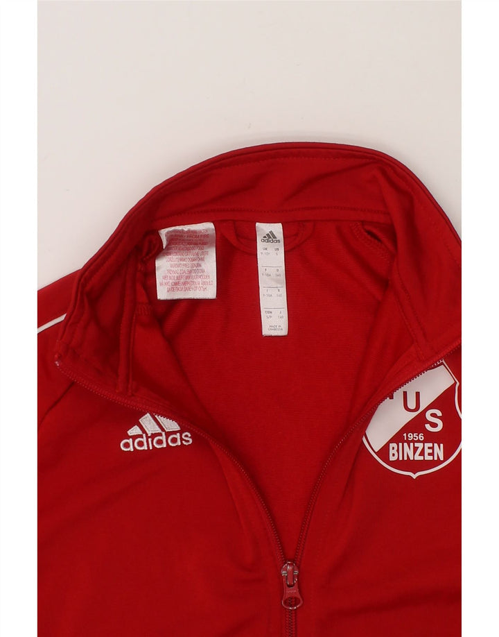 ADIDAS Boys Graphic Tracksuit Top Jacket 9-10 Years Red Polyester Vintage Adidas and Second-Hand Adidas from Messina Hembry 