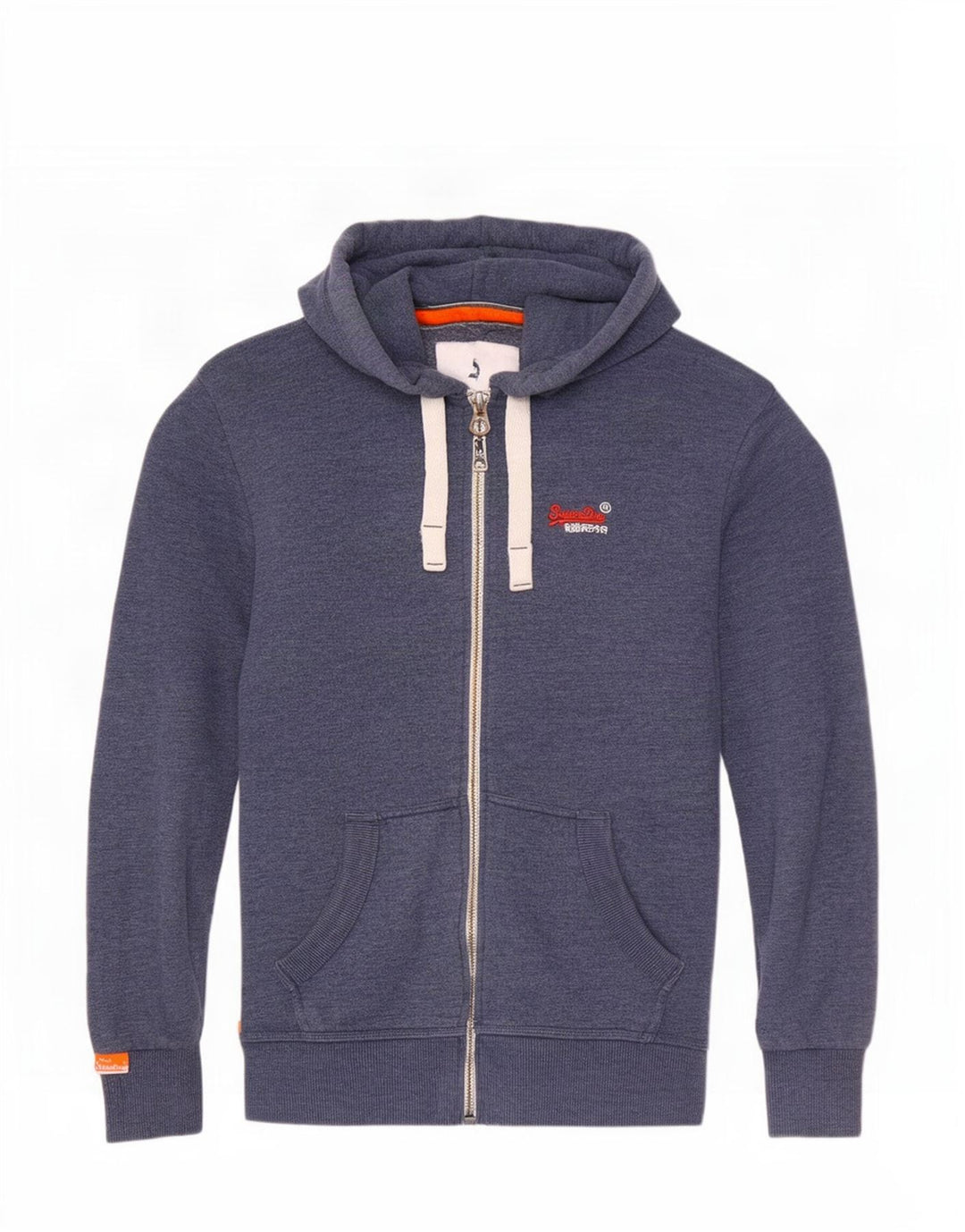 Мужской свитер с капюшоном на молнии Superdry, маленький синий, хлопок