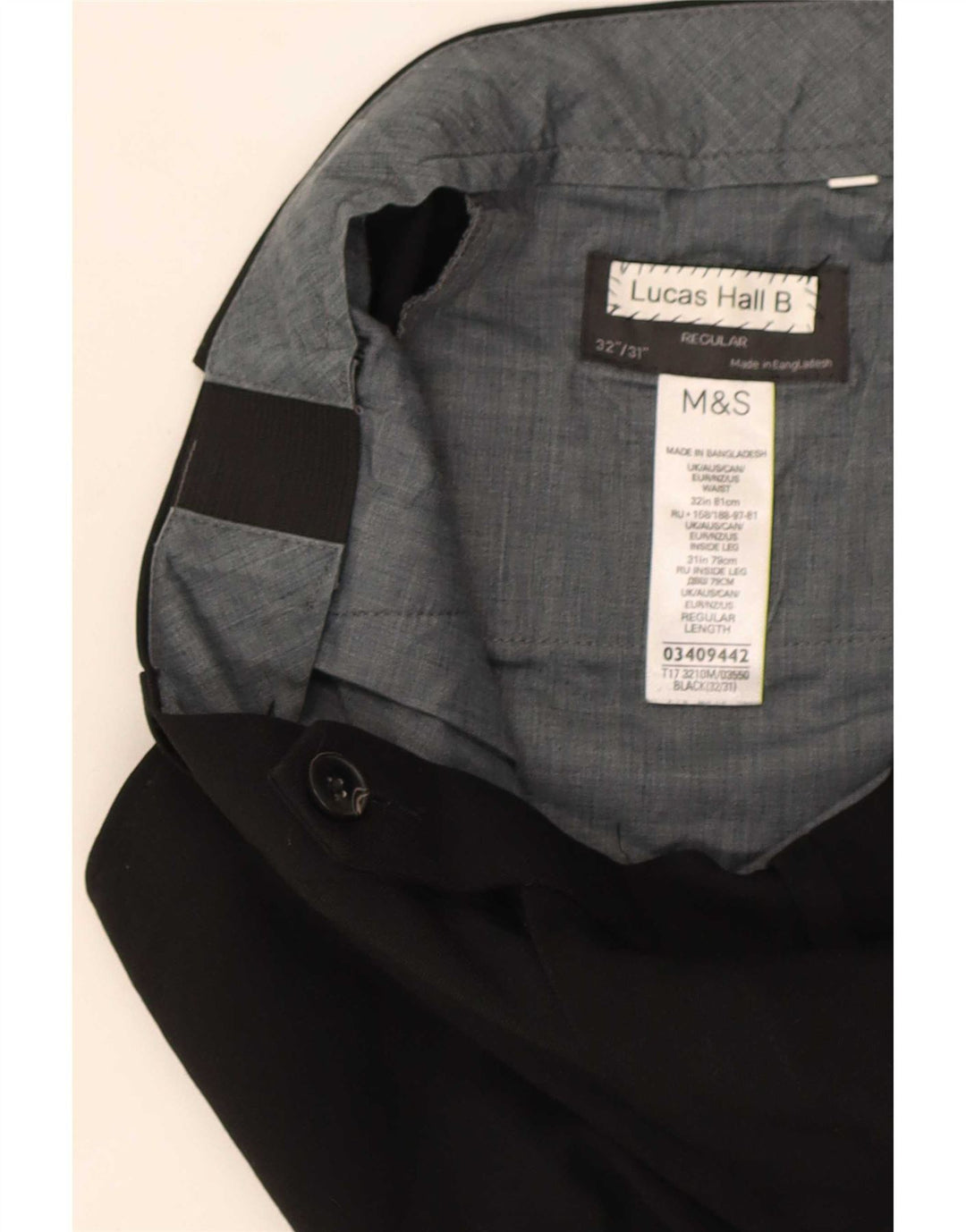 Мужские костюмные брюки классического кроя Marks & Spencer W32 L31, черный полиэстер