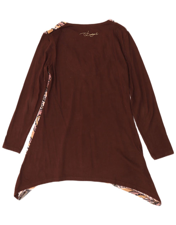 Женская асимметричная туника с длинными рукавами Desigual UK 14, большой коричневый цветочный принт