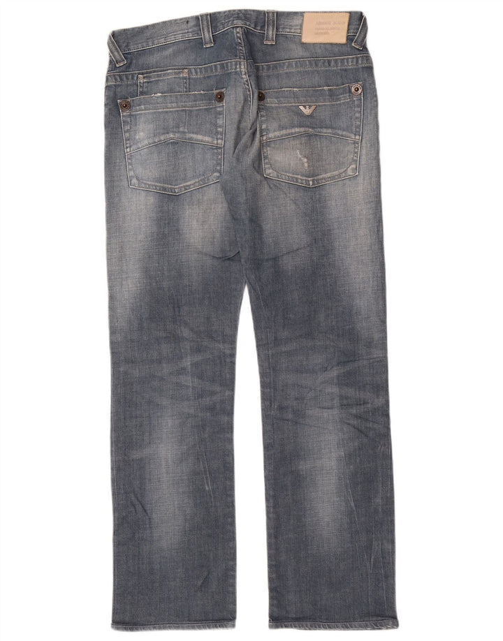 Мужские потертые узкие джинсы Armani W33 L32 синие, хлопок