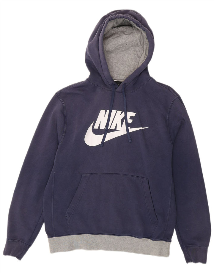 Мужской джемпер с капюшоном с графическим рисунком Nike, средний темно-синий, хлопковый