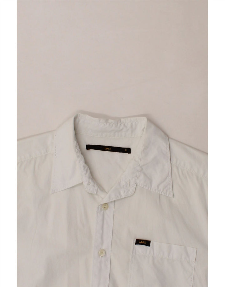 LEE Mens Short Sleeve Shirt Medium White Cotton Vintage Lee and Second-Hand Lee from Messina Hembry 