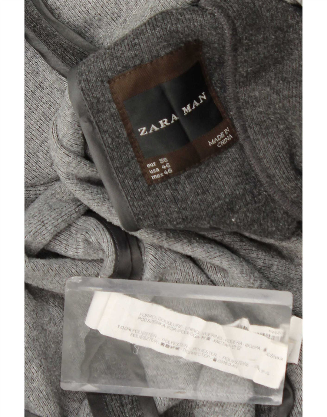 Мужской пиджак Zara на 2 пуговицах EU 56 XL, серый полиэстер