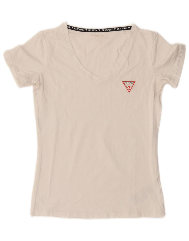 Женская футболка Guess Top UK 12, средний белый хлопок, белый цвет