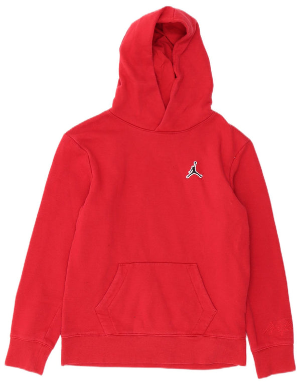 JORDAN Boys Hoodie Jumper 12-13 Years Large Red Cotton