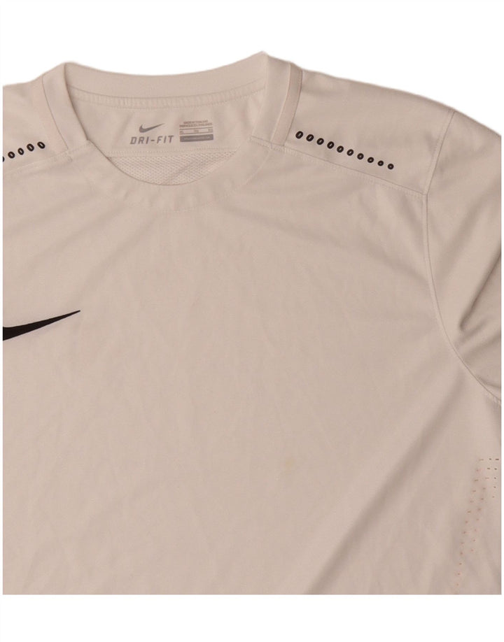 Мужская футболка NIKE Dri Fit Top XL, белый полиэстер с цветными блоками