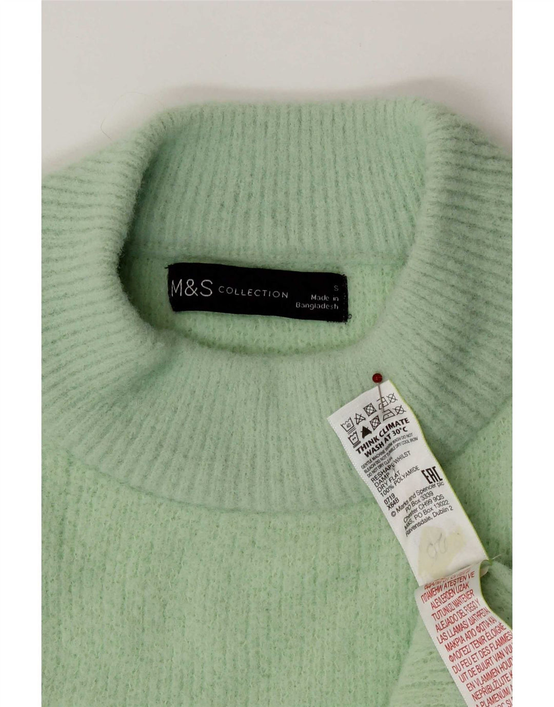 Женский джемпер с высоким воротником Marks & Spencer, Великобритания, 10, маленький зеленый