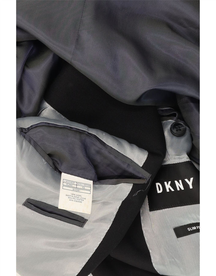 Мужской короткий пиджак с двумя пуговицами Dkny, приталенный пиджак, Великобритания, 42 XL, черный, шерстяной