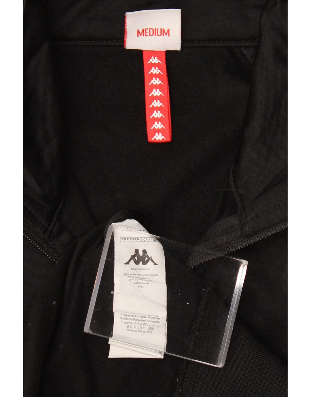 KAPPA Мужской спортивный костюм с графическим рисунком, верхняя куртка, средний черный, полиэстер с цветными блоками