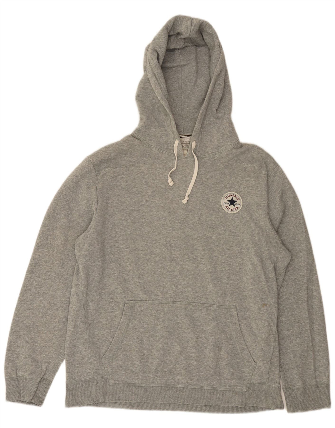 CONVERSE Mens Hoodie Jumper Large Grey Cotton
