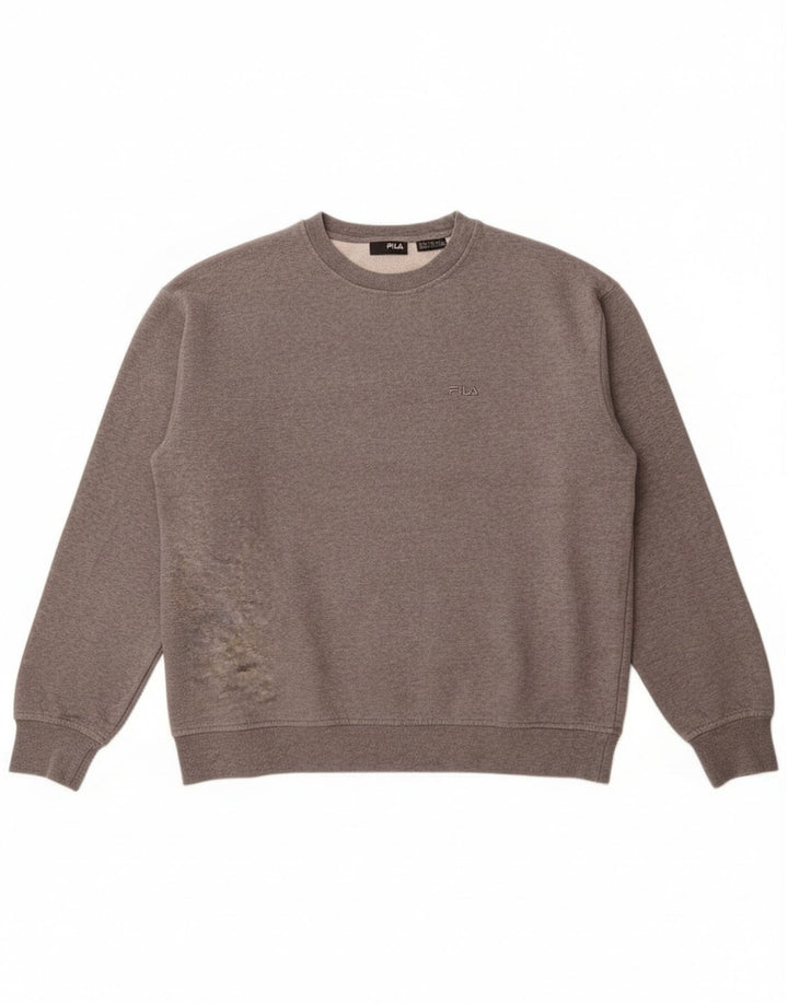 Мужской свитшот Fila, хлопковый джемпер среднего серого цвета