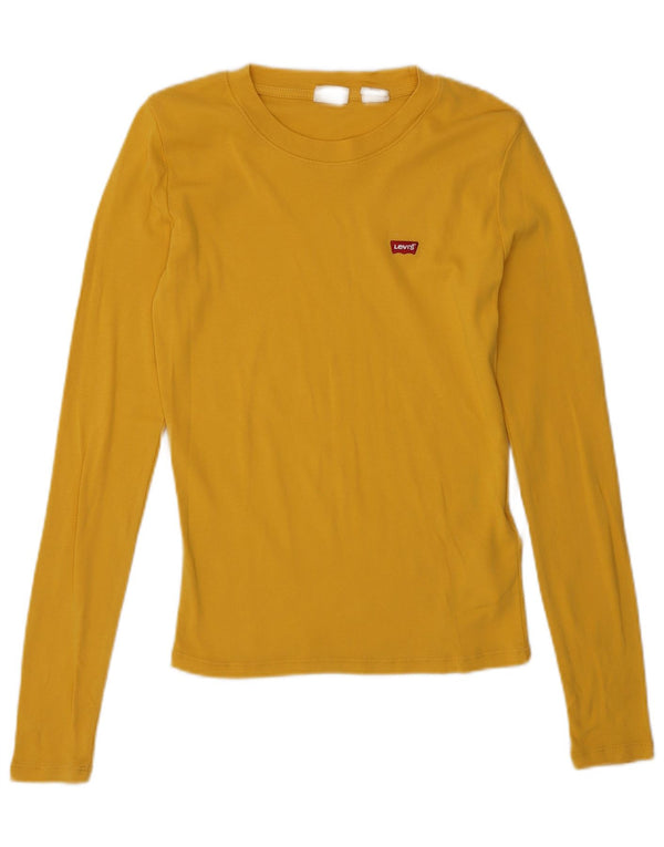 Женский топ Levi's с длинным рукавом UK 6 XS, желтый хлопок