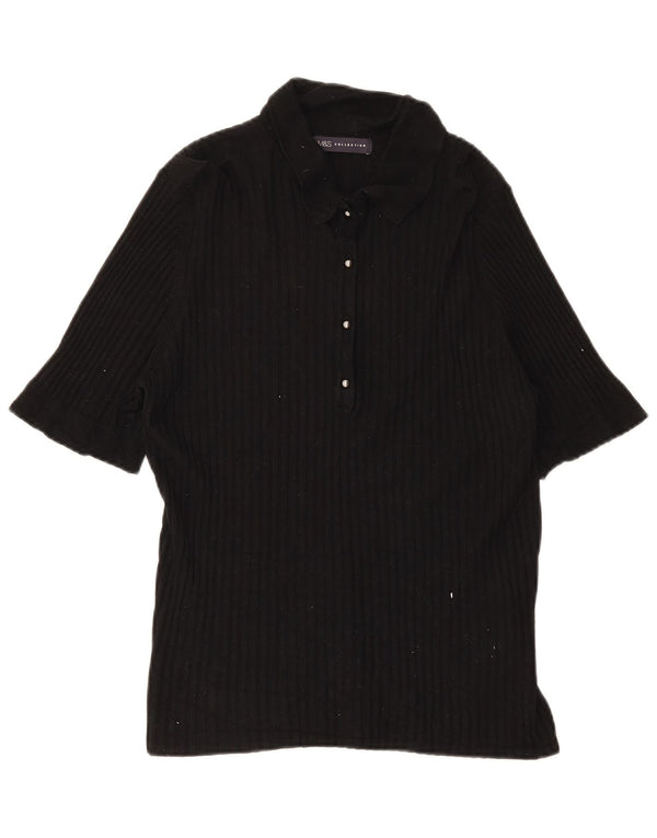Женская рубашка поло Marks & Spencer UK 18 XL, черная вискоза