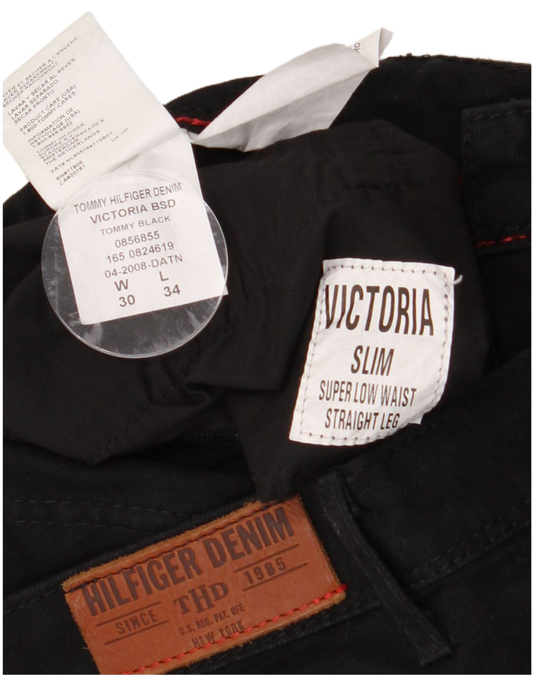 Женские повседневные брюки с низкой талией Tommy Hilfiger W30 L34, черный хлопок