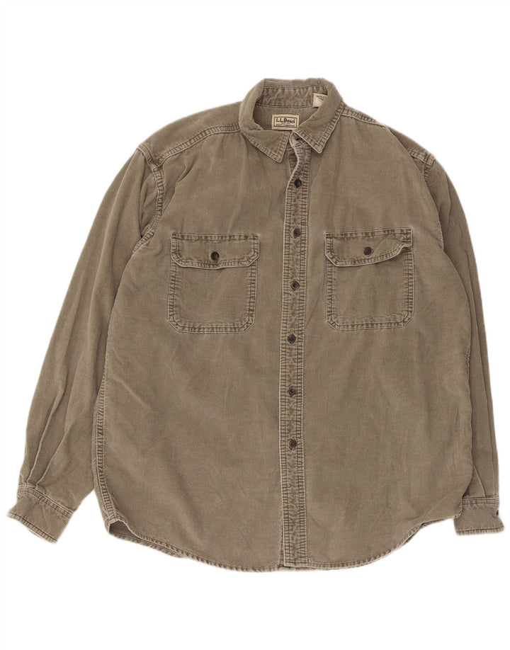 Мужская вельветовая рубашка L.L.Bean, хлопок среднего цвета хаки