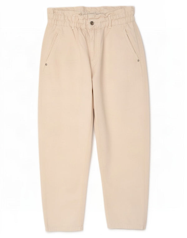 Женские укороченные джинсы с высокой талией Zara EU 40, средние W30 L25, бежевый хлопок
