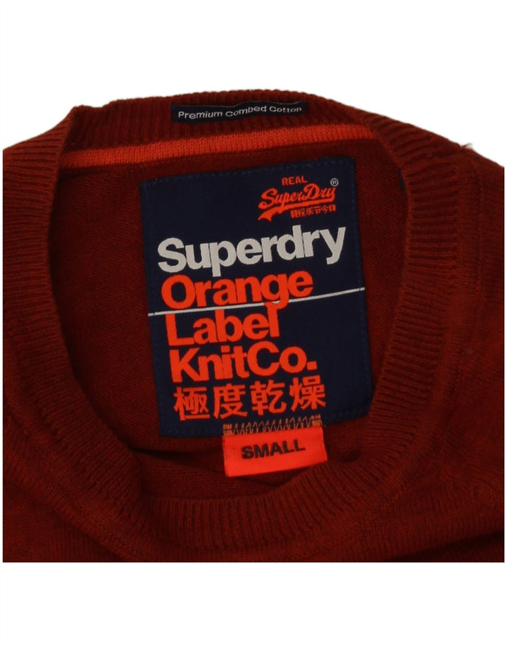 Мужской джемпер с вырезом лодочкой Superdry, маленький оранжевый хлопковый свитер