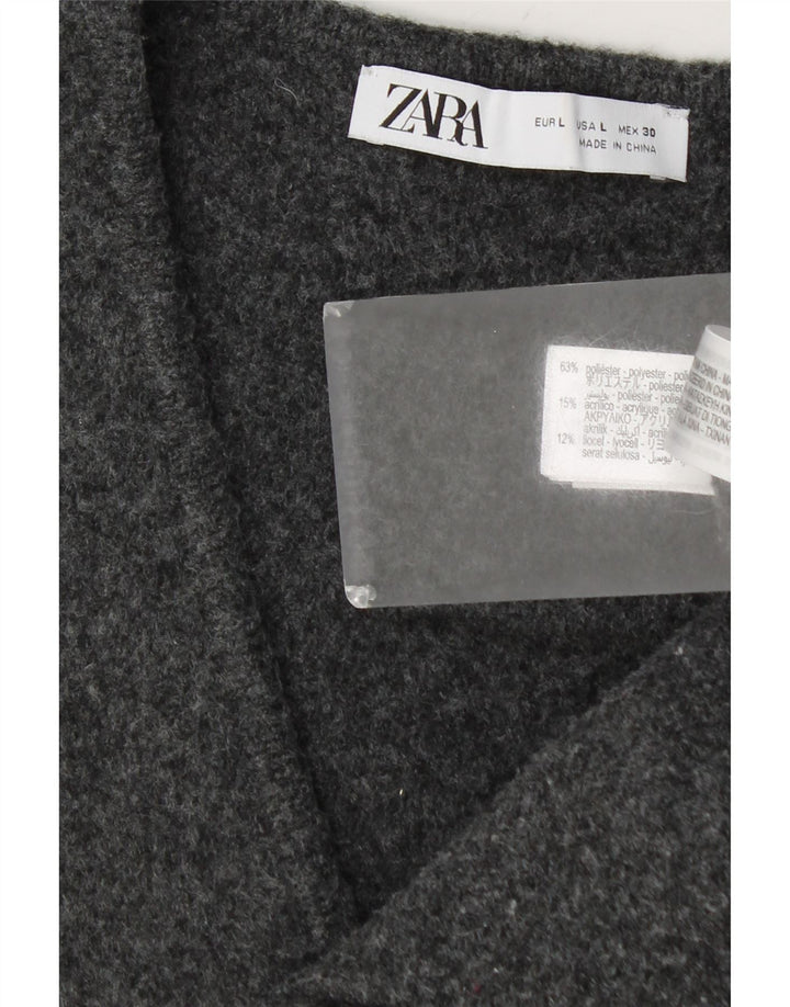 Женский жилет Zara UK 14, большой серый полиэстер