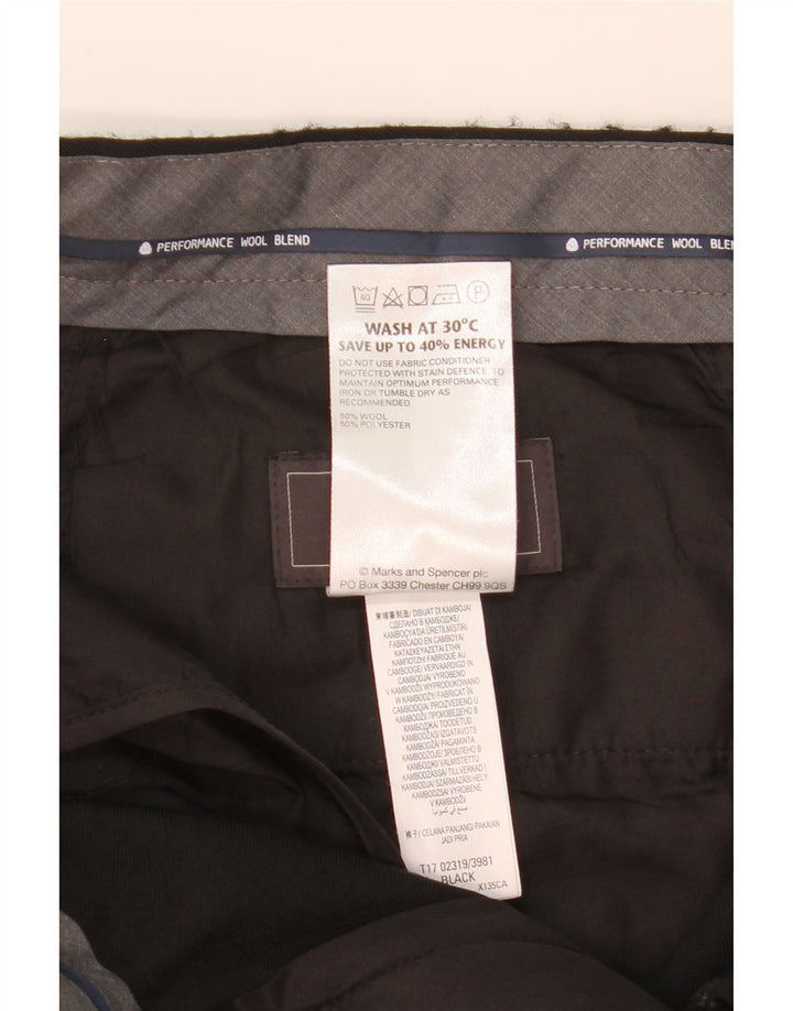 Мужские костюмные брюки классического кроя MARKS & SPENCER W34 L31, черные шерстяные