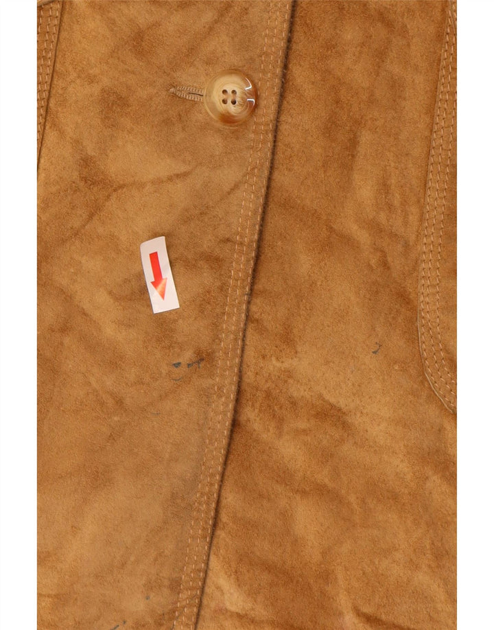 Женское замшевое пальто Marks & Spencer UK 12, кожа среднего коричневого цвета