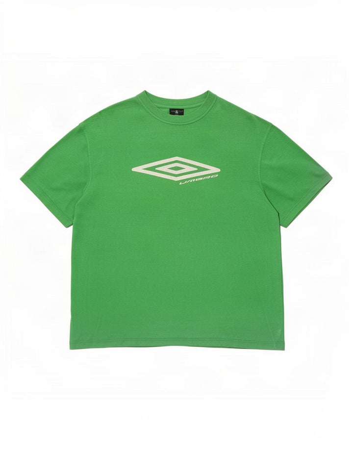 Мужская футболка с рисунком Umbro, хлопковый топ среднего зеленого цвета