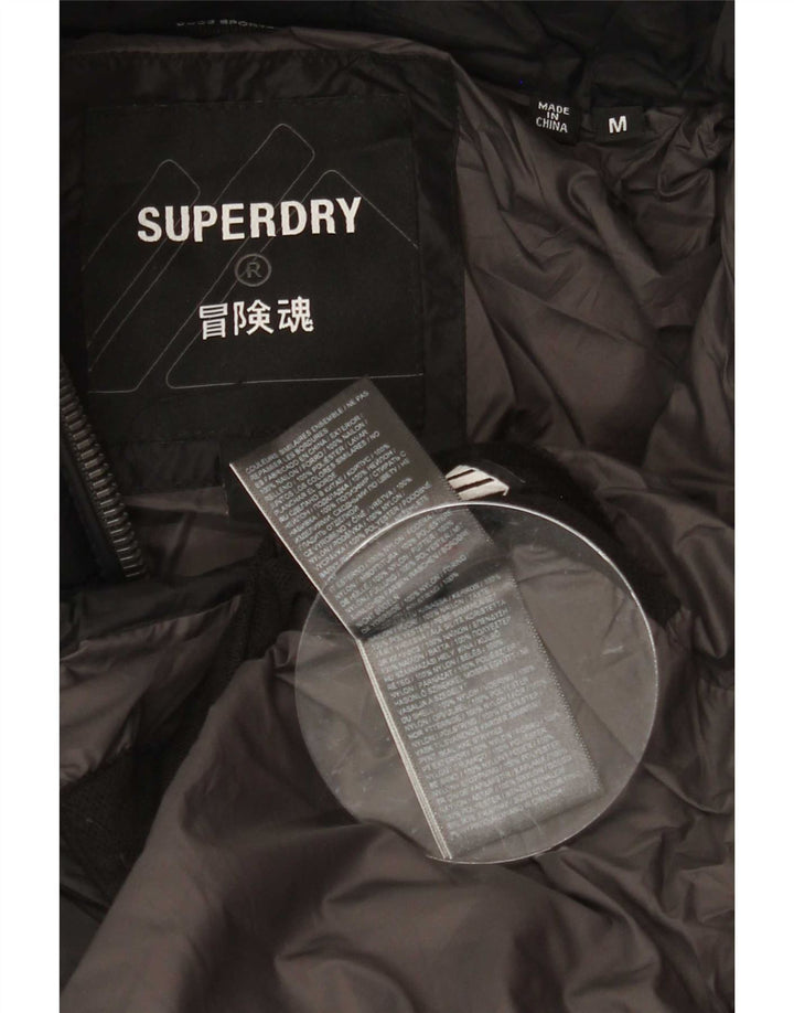 Мужская утепленная куртка с капюшоном Superdry UK 38, средний черный полиэстер
