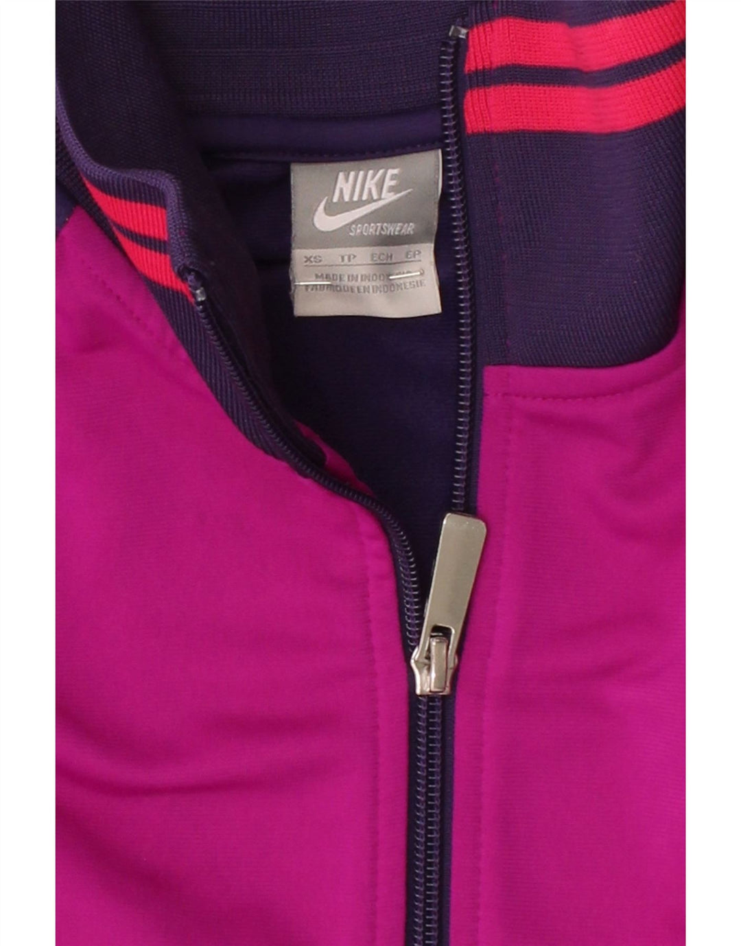 NIKE Womens Tracksuit Top Jacket UK 6 XS Purple Colourblock Polyester Vintage Nike and Second-Hand Nike from Messina Hembry 