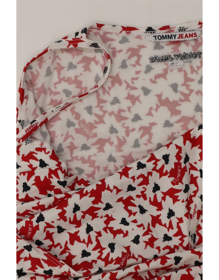 TOMMY HILFIGER Женская блузка с абстрактным узором UK 12 Средний красный