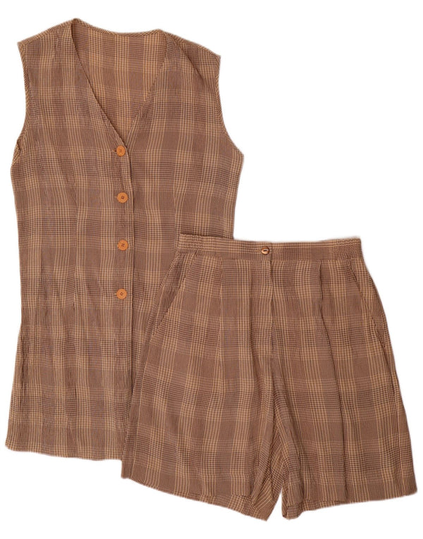 ВИНТАЖНЫЙ женский комплект из 2 предметов с 4 пуговицами, Великобритания, 10 маленьких размеров, W28, коричневый ацетат в клетку