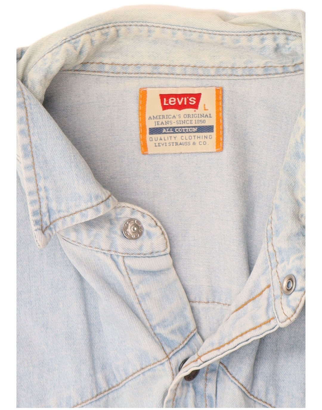 Мужская джинсовая рубашка Levi's, большая синяя хлопковая ткань