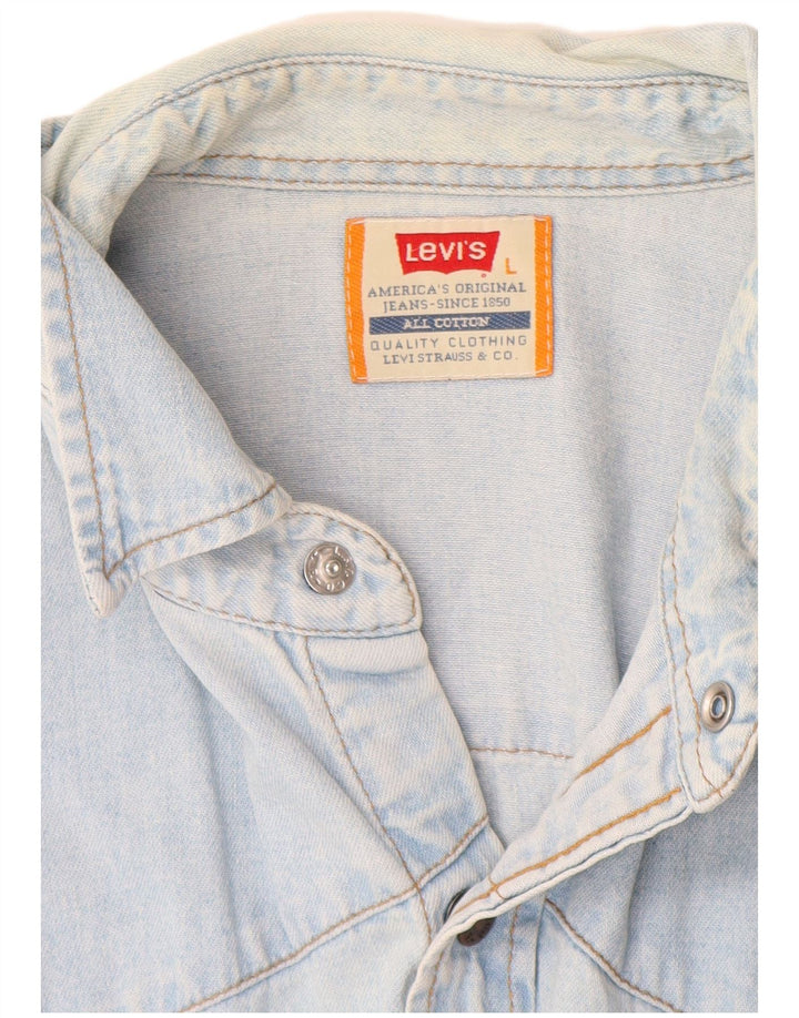 Мужская джинсовая рубашка Levi's, большая синяя хлопковая ткань
