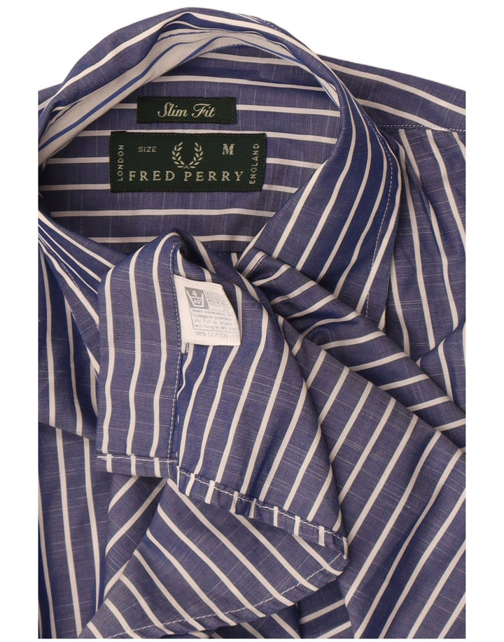Мужская рубашка узкого кроя Fred Perry, хлопковая синяя полоска среднего размера