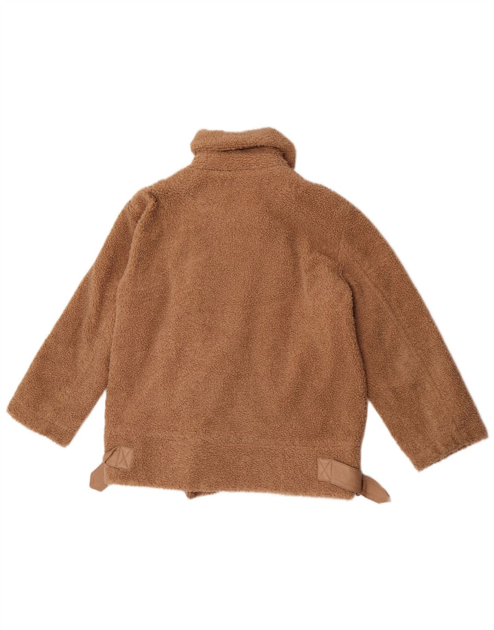 Женская байкерская куртка Topshop Petite Teddy Bear UK 10, маленький коричневый полиэстер