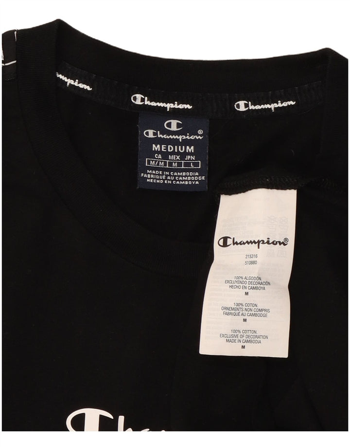 CHAMPION Mens Graphic Top Long Sleeve Medium Black Cotton
