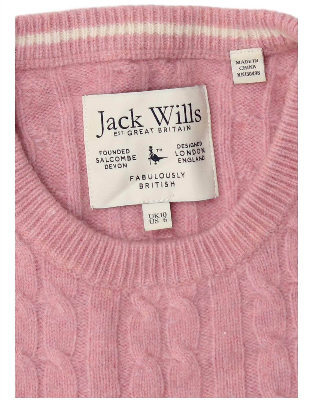 Женский джемпер с круглым вырезом Jack Wills, Великобритания, 10, маленький розовый