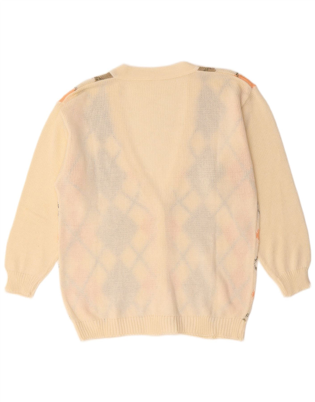 Винтажный женский свитер-кардиган UK 18 XL Off White Argyle/Diamond