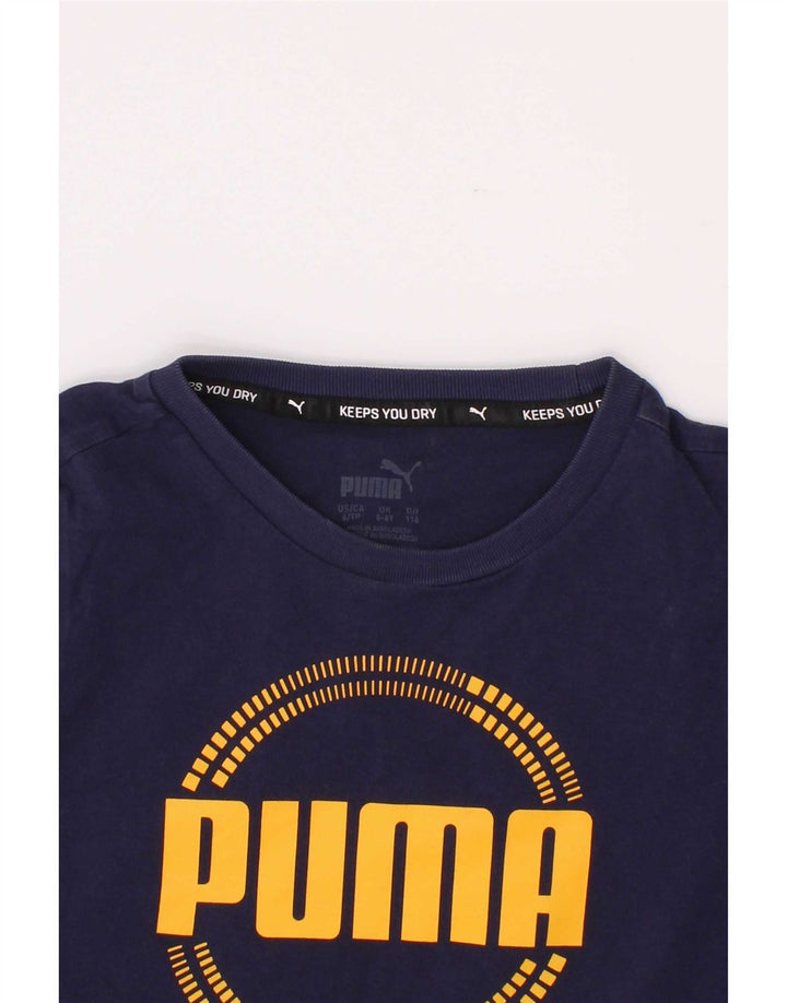 Футболка с рисунком Puma для мальчиков 5–6 лет, темно-синяя