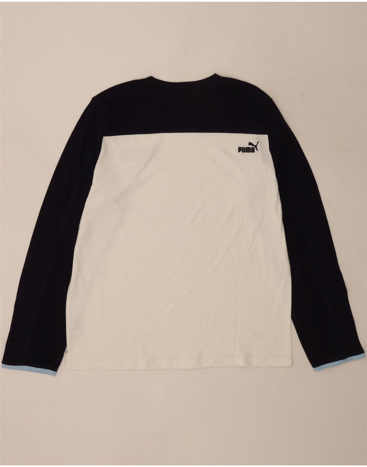 Мужской топ с рисунком Puma с длинным рукавом XL, белый хлопок с цветными блоками