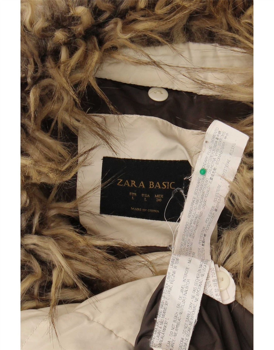 Женское стеганое пальто Zara UK 14, большой размер, белый полиэстер