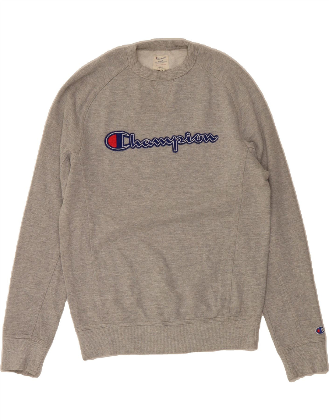 CHAMPION Mens Graphic Sweatshirt Jumper Small Grey Cotton Vintage Champion and Second-Hand Champion from Messina Hembry 